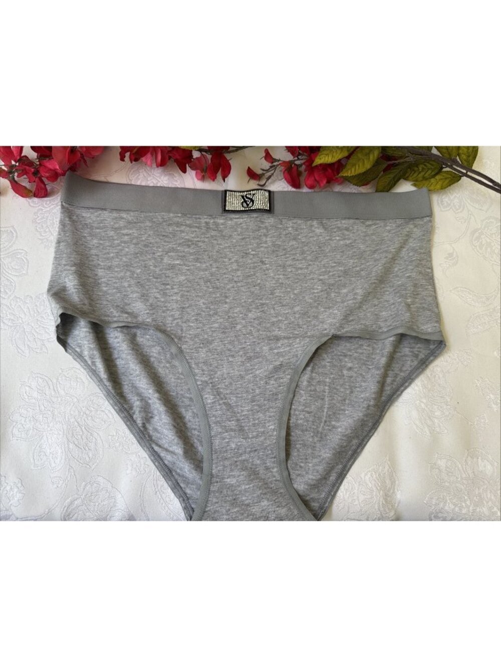 VICTORIA'S SECRET L SUPERMAN BLING PATCH COTTON BRIEF PANTIES SUMMER NWT
